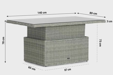 Garden Collections Hamilton loungetafel verstelbaar new grey