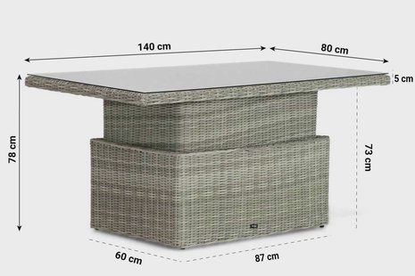 Garden Collections Hamilton loungetafel verstelbaar natural