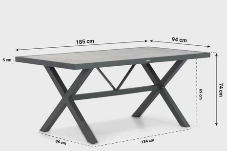 Lifestyle Crossley dining tuintafel 185 cm