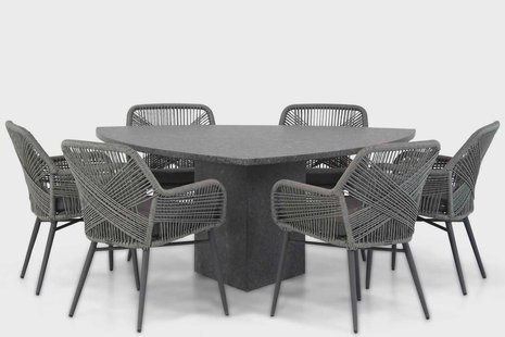 Lifestyle Advance/Graniet 170 cm triangel dining tuinset 7-delig