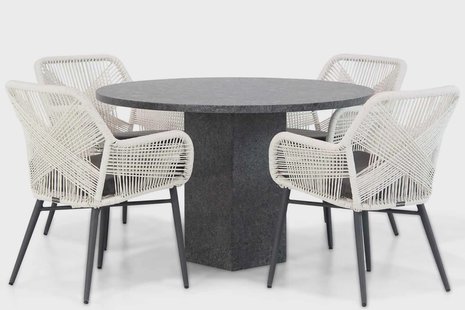 Lifestyle Advance/Graniet 120 cm rond dining tuinset 5-delig