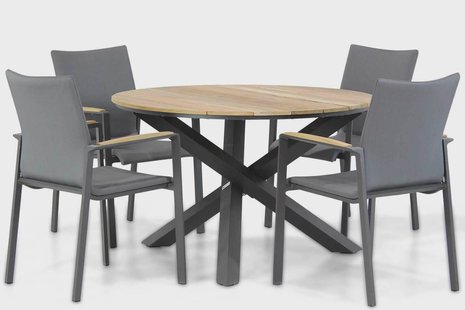Lifestyle Brandon/Fabriano 120 cm rond dining tuinset 5-delig