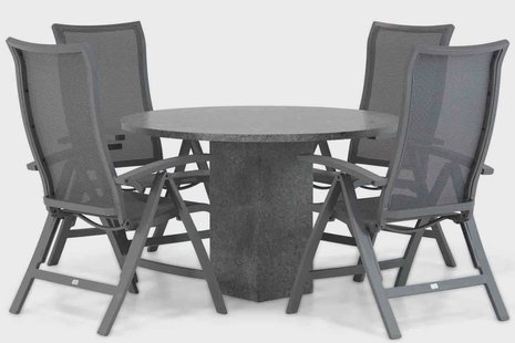 Presto Lucardo/Graniet 120 cm rond dining tuinset 5-delig