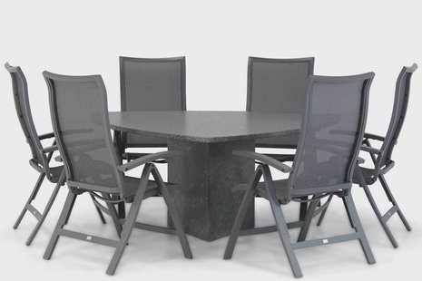 Presto Lucardo/Graniet 170 cm triangel dining tuinset 7-delig
