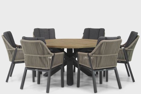 Lifestyle Verona/Rockville 160 cm rond dining tuinset 7-delig