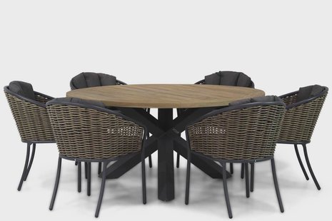 Santika Tika/Rockville 160 cm dining tuinset 7-delig