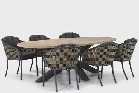 Santika Tika/Brookline 240 cm ovaal dining tuinset 7-delig