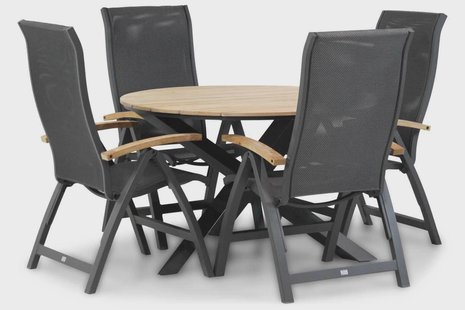 Presto Tarenta teak/Fabriano 120 cm dining tuinset 5-delig