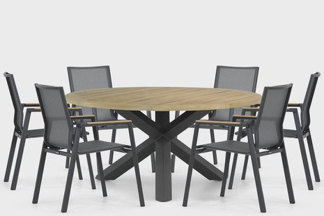 Lifestyle Fiora/Rockville 160 cm dining tuinset 7-delig