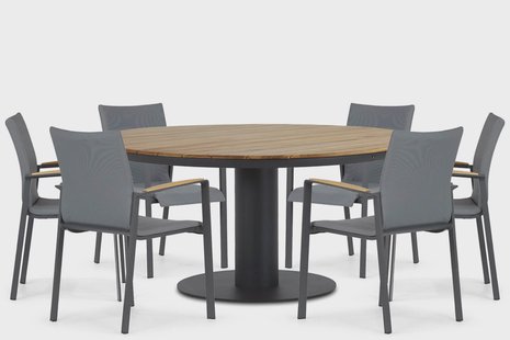 Lifestyle Brandon/Salerno 160 cm dining tuinset 7-delig