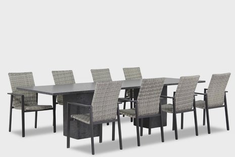 Lifestyle Upton/Graniet 300 cm dining tuinset 9-delig stapelbaar