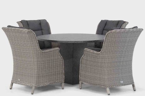 Garden Collections Aberdeen/Graniet 120 cm rond dining tuinset 5-delig