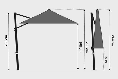 Camello Luna zweefparasol 3x3m S2 Excellent (excl. voet)