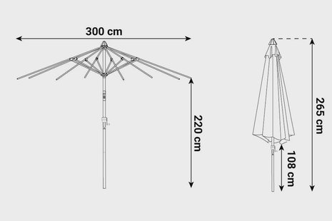 Camello Valerio stokparasol 3m (excl. voet)