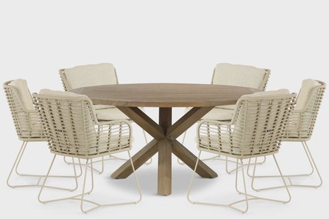 4 Seasons Outdoor Fabrice/Sand City 160 cm dining tuinset 7-delig