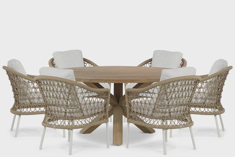 Coco Bali/Sand City 160 cm dining tuinset 7-delig