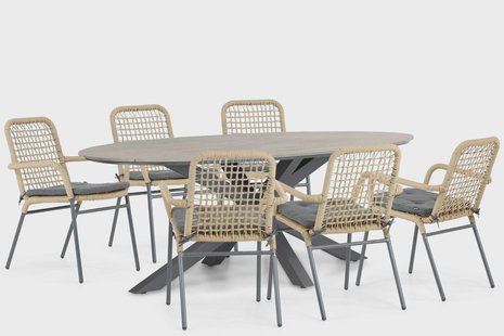 De Laan Catalone/Matara 220 cm dining tuinset 7-delig
