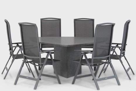 Lifestyle Tirana/Graniet 170 cm triangel dining tuinset 7-delig