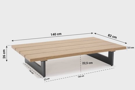 Lifestyle Azzurro loungetafel 140 x 81 cm