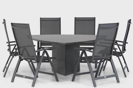 Presto Vasto/Graniet 170 cm triangel dining tuinset 7-delig