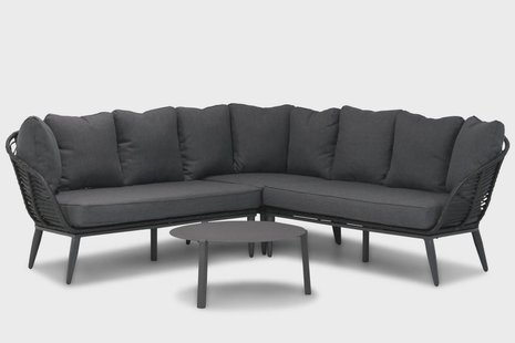 Coco Leonardo/Rimini 75 cm hoek loungeset off black 4-delig