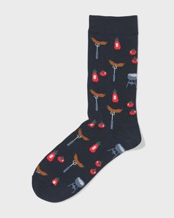 HEMA Sokken voor volwassenen &apos;let&apos;s chill and grill&apos; donkerblauw (donkerblauw)