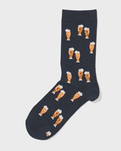 HEMA Sokken voor volwassenen &apos;don&apos;t worry beer happy&apos; donkerblauw (donkerblauw)