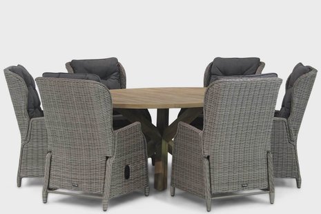 Garden Collections Edingburgh/Sand City 160 cm rond dining tuinset 7-delig