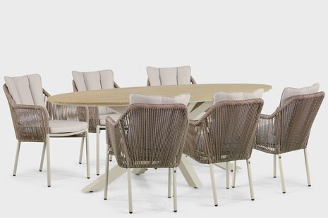 De Laan Marbella/Matara 220 cm dining tuinset 7-delig