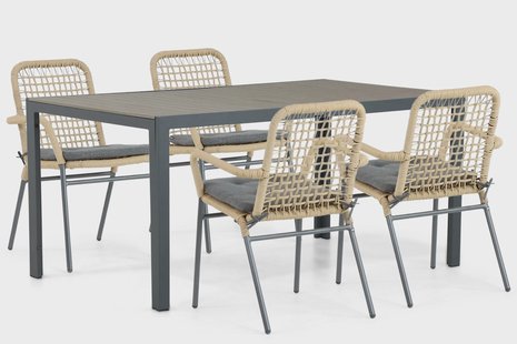 De Laan Catalone/Solare 160 cm dining tuinset 5-delig