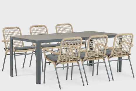 De Laan Catalone/Solare 200 cm dining tuinset 7-delig