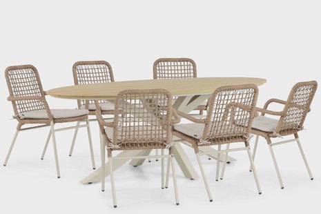 De Laan Catalone/Matara 220 cm dining tuinset 7-delig