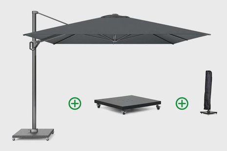 Platinum Challenger zweefparasol 3.5x3.5m T1 premium (incl. voet en hoes) faded black