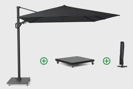 Platinum Challenger zweefparasol 3x3m T2 premium (incl. voet en hoes) jet black