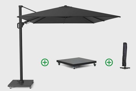 Platinum Challenger zweefparasol 3.5x2.6m T2 premium matt black frame  (incl. voet en hoes) jet black