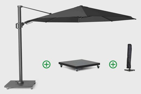 Platinum Challenger zweefparasol 3.5m T2 premium (incl. voet en hoes) faded black