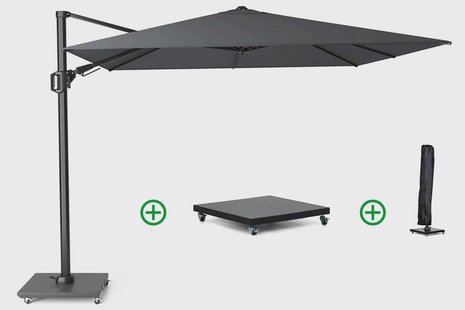 Platinum Challenger zweefparasol 3x3mT2 premium (incl. voet en hoes) faded black