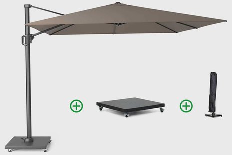 Platinum Challenger zweefparasol 3x3m T2 premium (incl. voet en hoes) havana