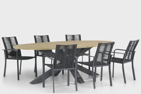 Santika Annisa/Brookline 240 cm ovaal dining tuinset 7-delig