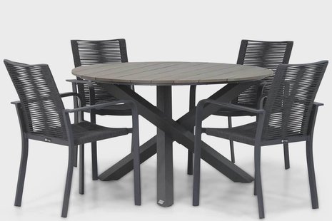 Santika Annisa/Ancona 125 cm rond dining tuinset 5-delig
