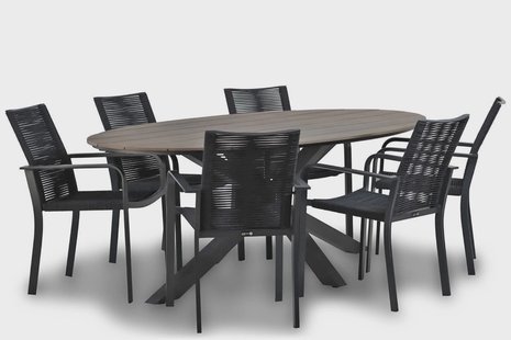 Santika Annisa/Matara 220 cm dining tuinset 7-delig
