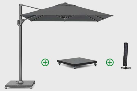 Platinum Voyager zweefparasol 2.5x2.5m T1 (incl. voet en hoes) anthracite