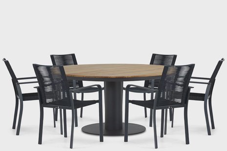 Santika Annisa/Salerno 160 cm dining tuinset 7-delig