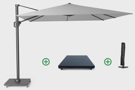 Platinum Challenger zweefparasol 3x3m T1 (incl. voet + hoes) light grey