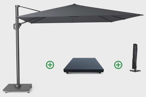 Platinum Challenger zweefparasol 3x3m T1 (incl. voet + hoes) antracite