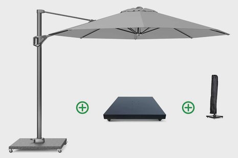 Platinum Voyager zweefparasol Ø3m T1 (incl. voet + hoes) light grey