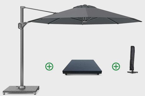 Platinum Voyager zweefparasol Ø3m T1 (incl. voet + hoes) antracite