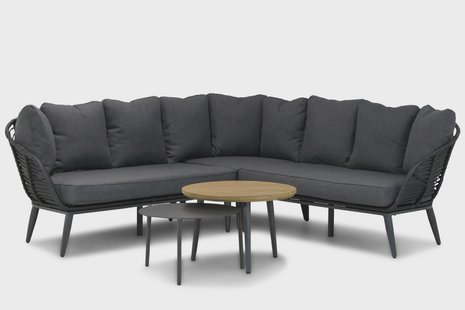 Coco Leonardo/Montana 70 cm/Pacific 60 cm hoek loungeset off black 5-delig