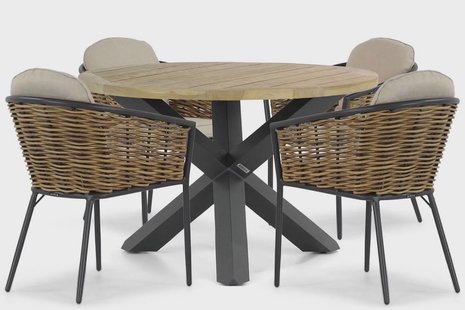 Lifestyle Nice/Rockville 120 cm dining tuinset 5-delig