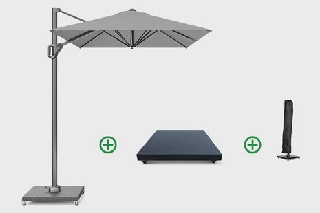 Platinum Voyager zweefparasol 3x2m T1 (incl. voet + hoes) light grey